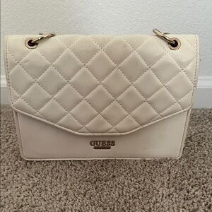 GUESS Cream Quilted Crossbody Bag